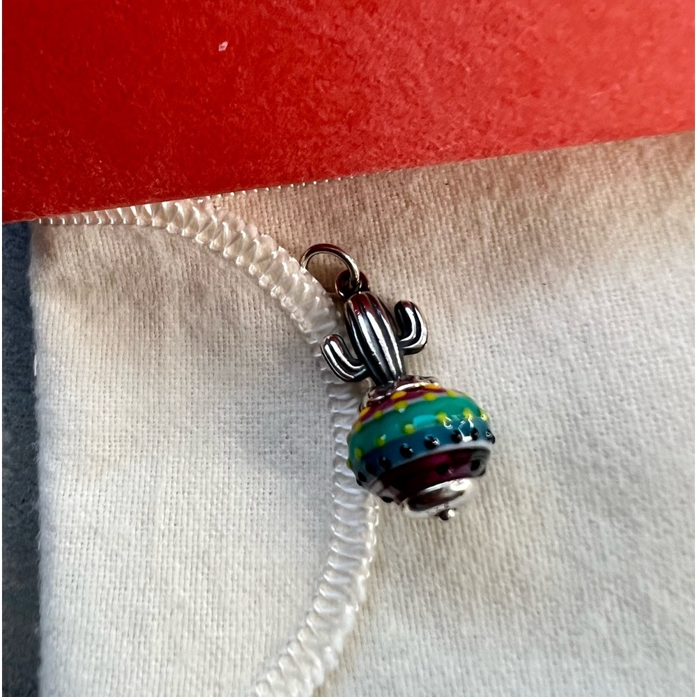 James Avery Cactus Art Glass RETIRED Sterling Silver Charm